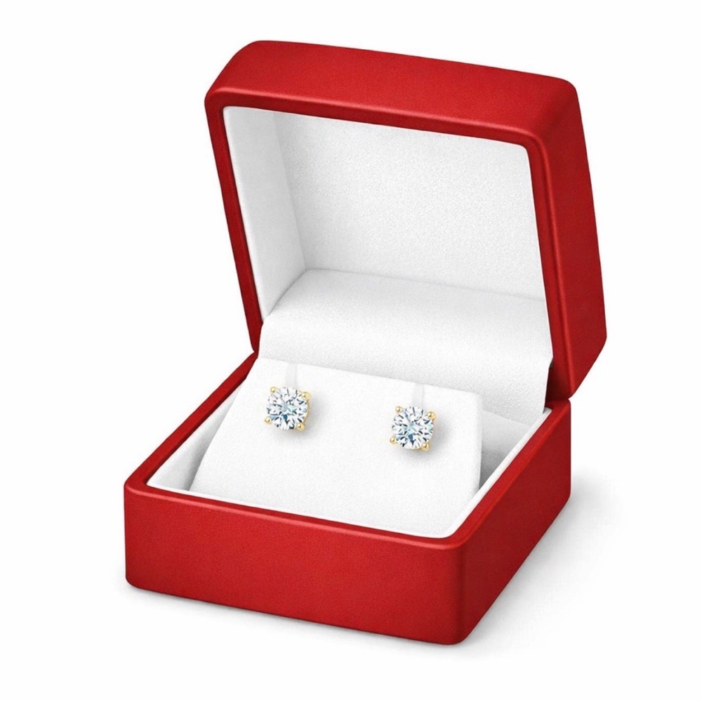 1 Ct Round Lab Grown Diamond Earrings 14K Solid Yellow Gold E/VS1 Basket Screw